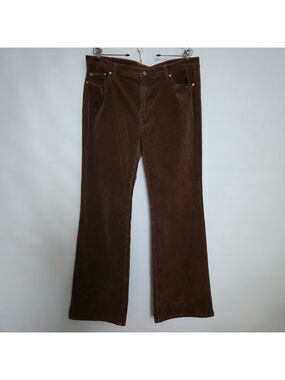 CLASH Corduroy Pants Women Retro Flare Dark Brown Sequins Design Size XL